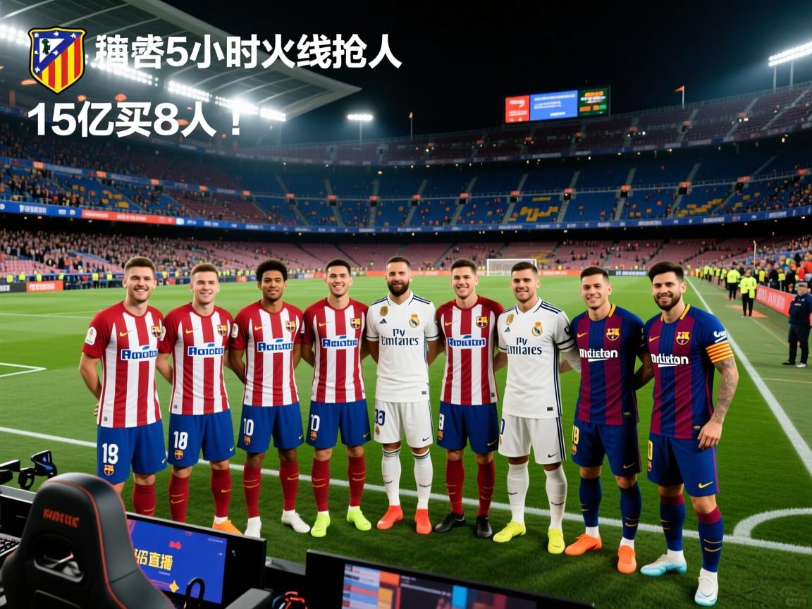 包含5小时火线抢人，15亿买8人！马竞引援开挂，皇马、巴萨接招吗？的词条